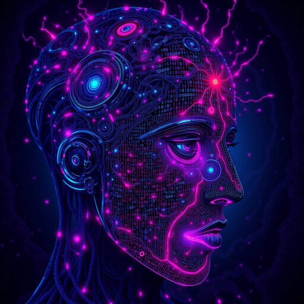 Binary Code ASCII Art in Digital Fantasy World