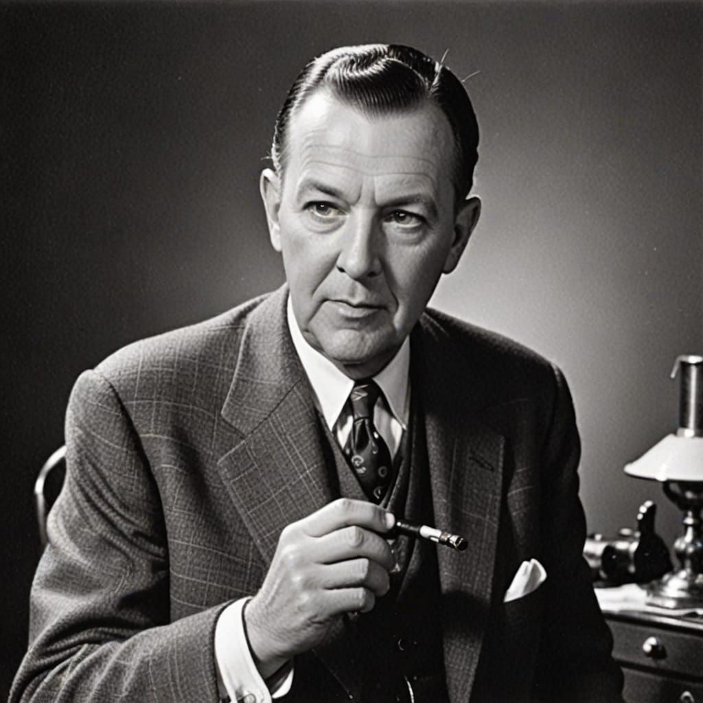 J.R. 'Bob' Dobbs with Pipe in a Retro-Futuristic Vibe
