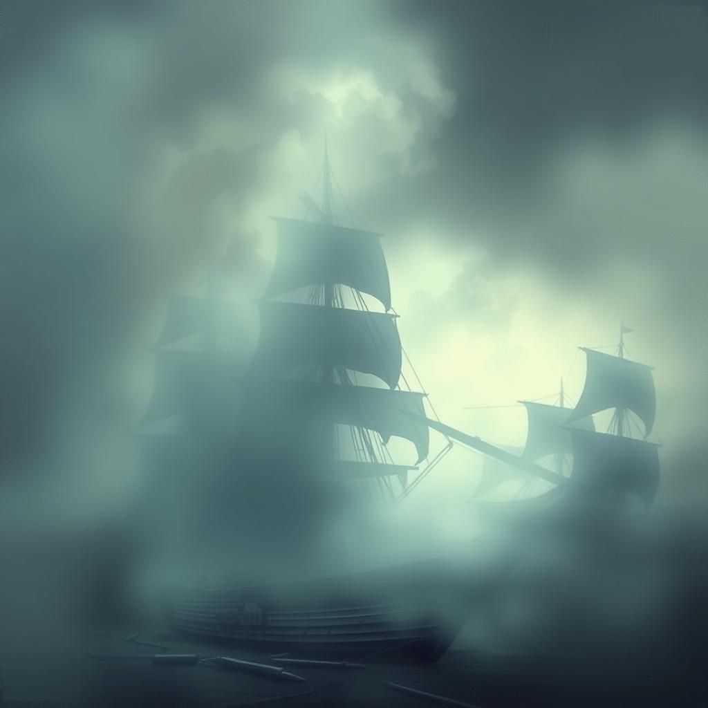 From the mist, a shape, a ship, is taking form