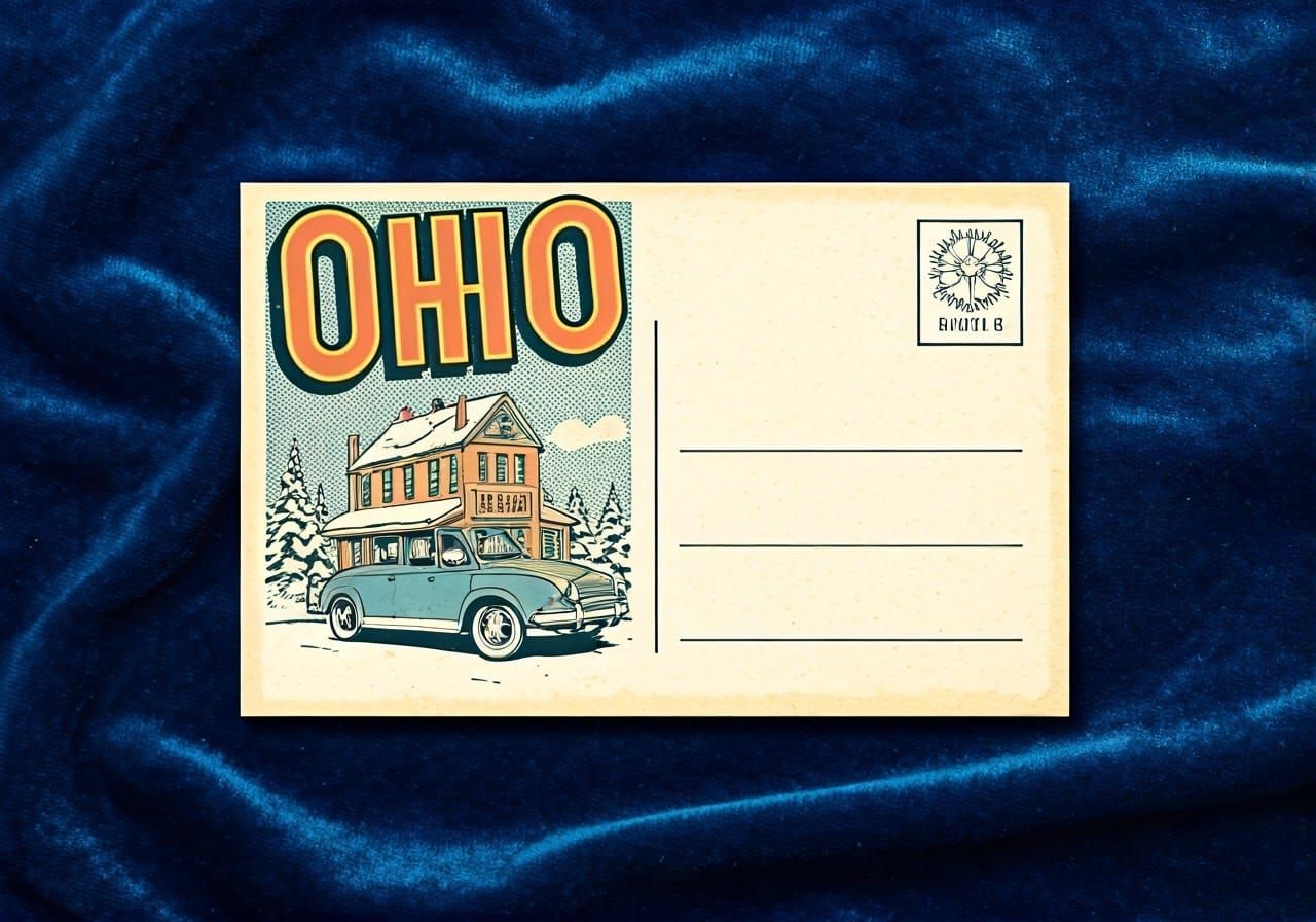 Vintage Christmas Postcard with Comic Images