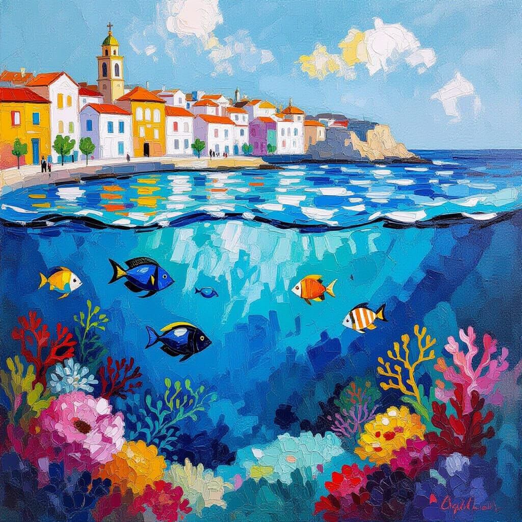 Underwater Summer in Cádiz: A Neo-Impressionistic Vision