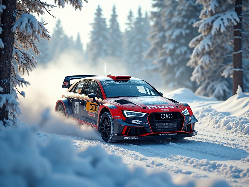 Audi A3 Rally Car in Snowy Finland, Matte Painting
