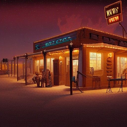 Desert Alien Ghost Town Saloon in Western Style