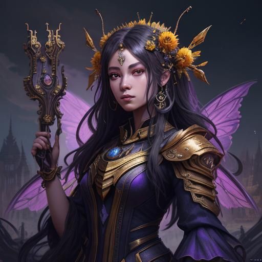 Fantastical Bee Goddess in Detailed Matte Painting