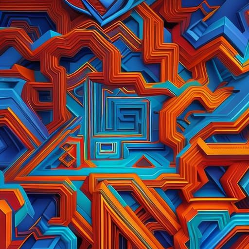 Fractal Logic: Geometric Art Deco Cubist Painting