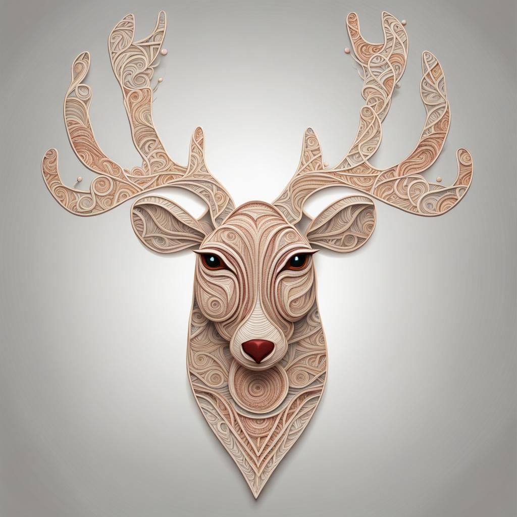 Embroidered Reindeer with Abstract Fractal Design