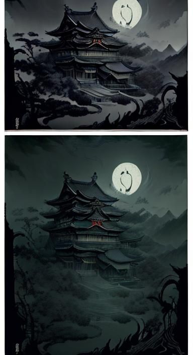 reference Japanese myths and lore variable yokai yaojing Yaoguai variable landscape and nature setting 4k resolution ski...