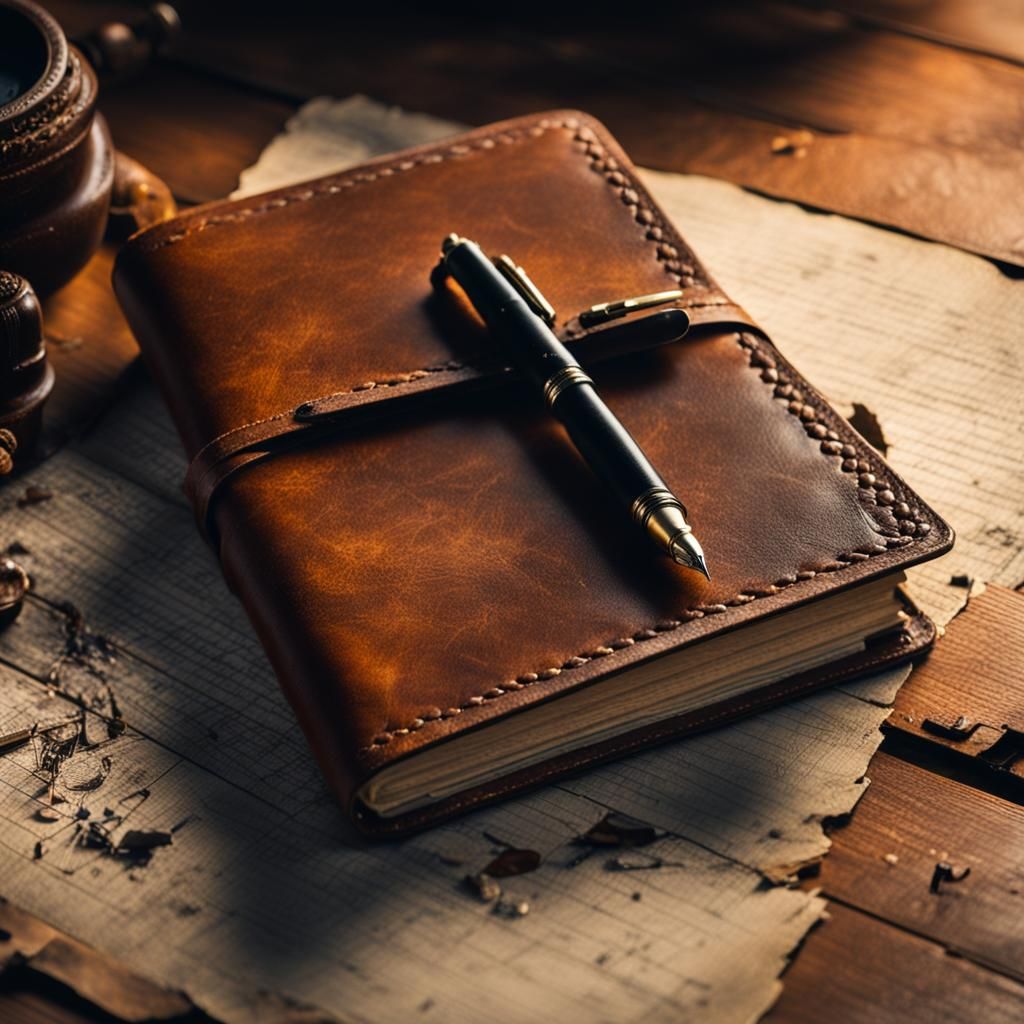 Weathered Leather Journal and Fountain Pen