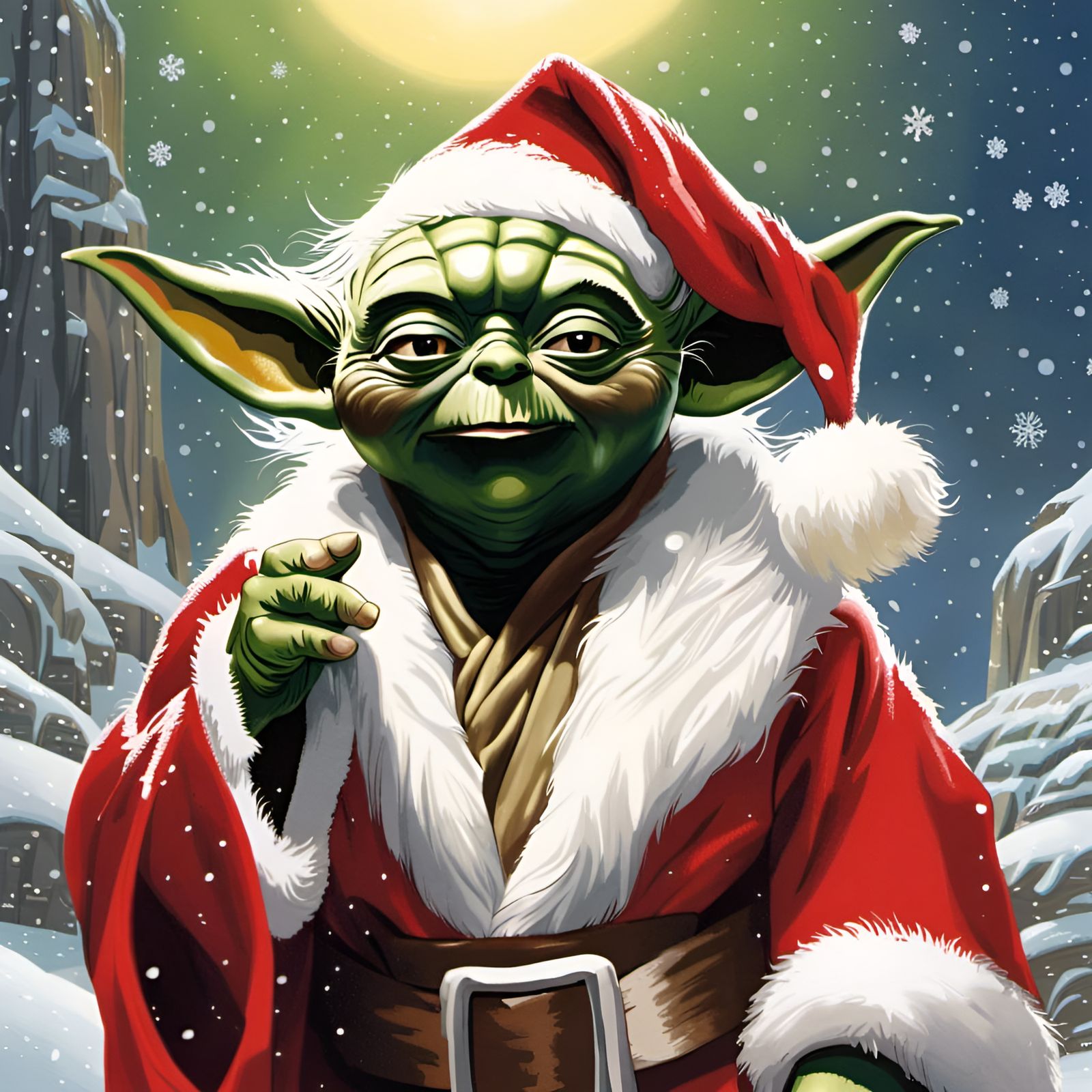 Yoda as Santa Claus Portrait