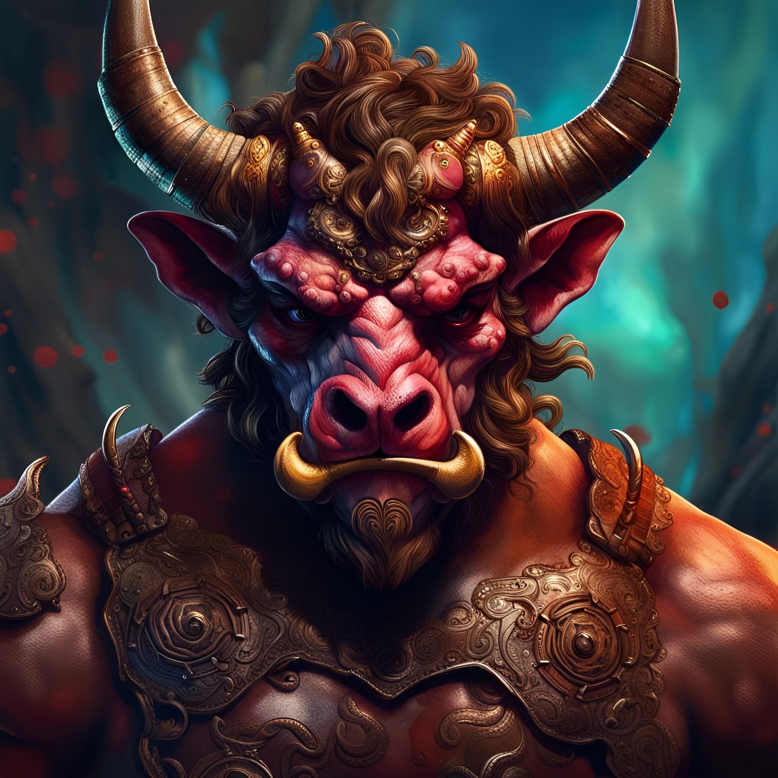 Minotaur Warrior Portrait in Cinematic Fairycore Style