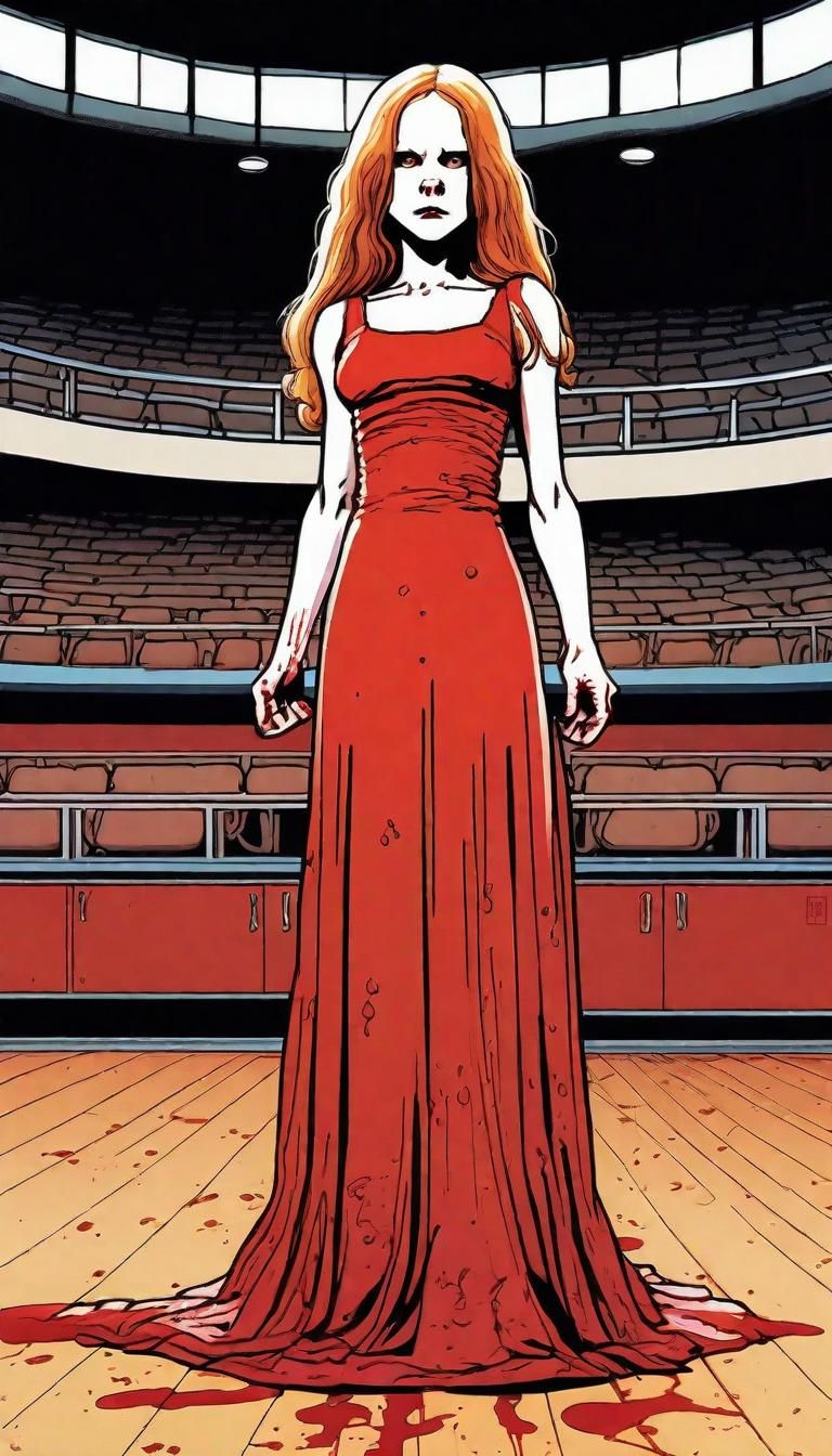 Manga Illustration of Carrie White in Gym