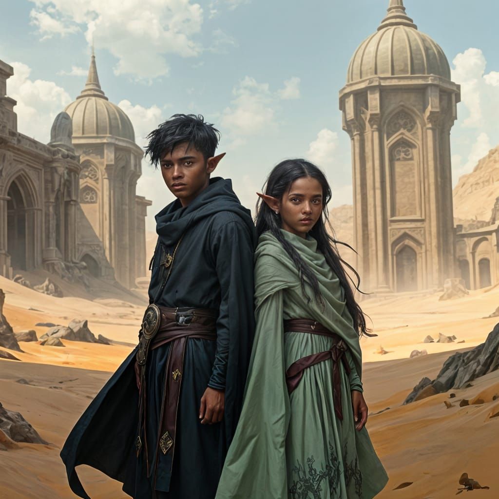 Fantasy Portrait of Half-Elf Twin Siblings