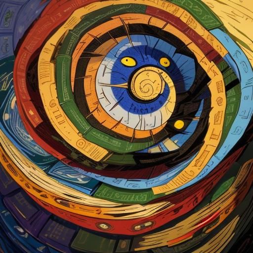 Disturbing Zombie Librarian in Art Brut Style