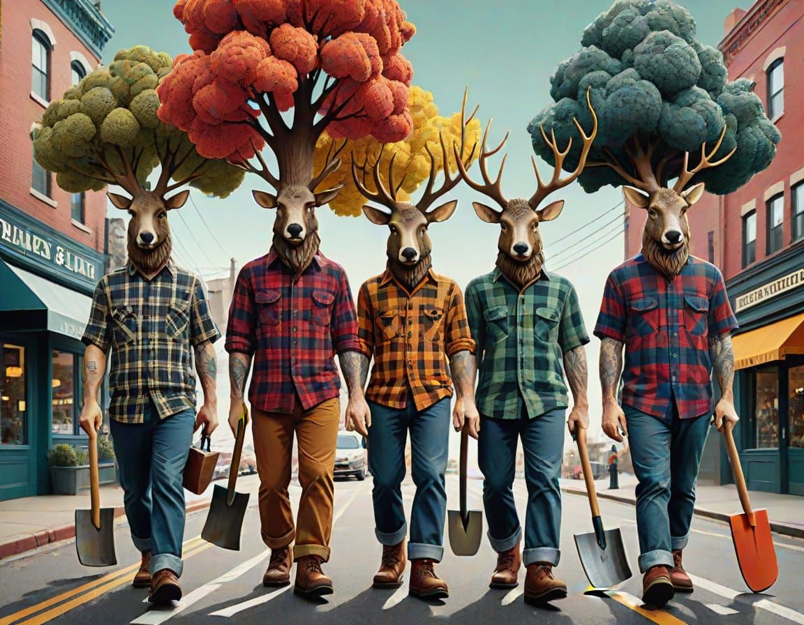 Surreal Trees in Urban Landscape Collage