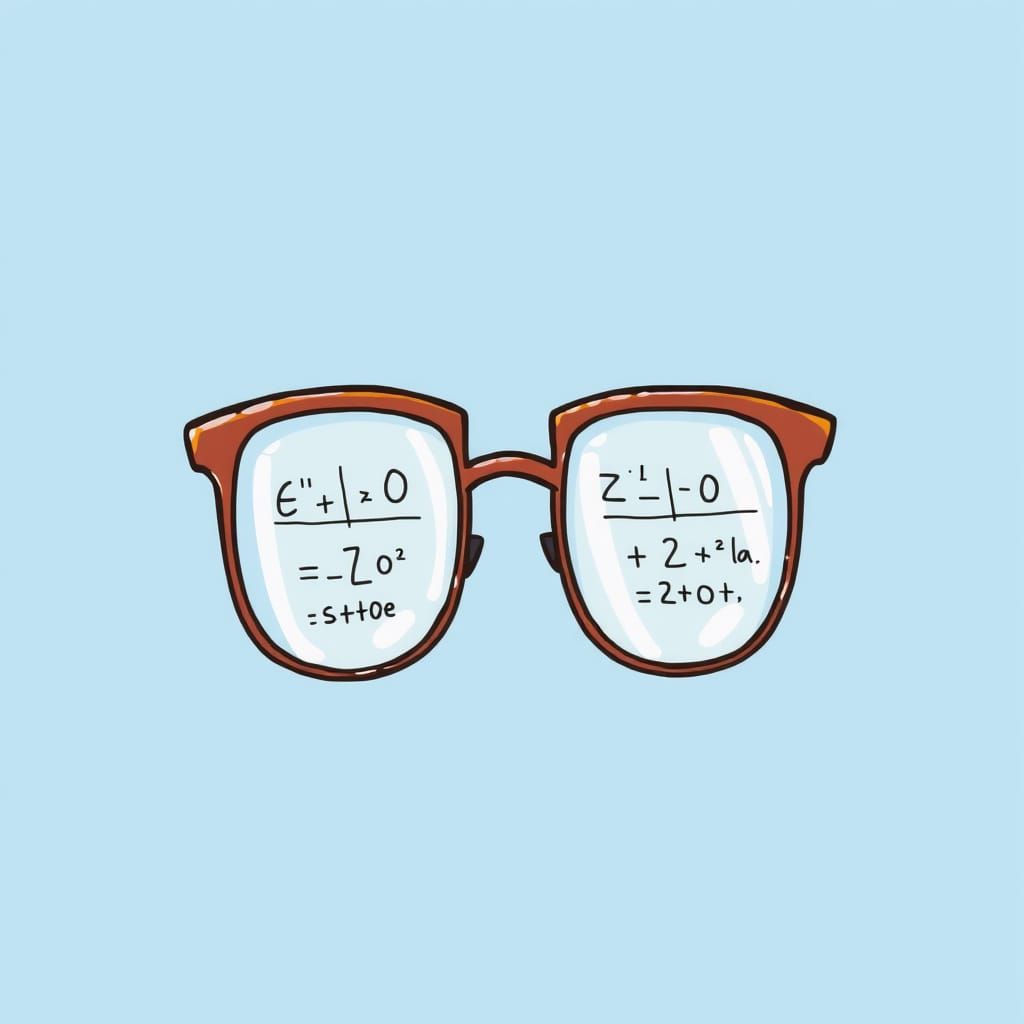 Cartoon Glasses Displaying Math Equations