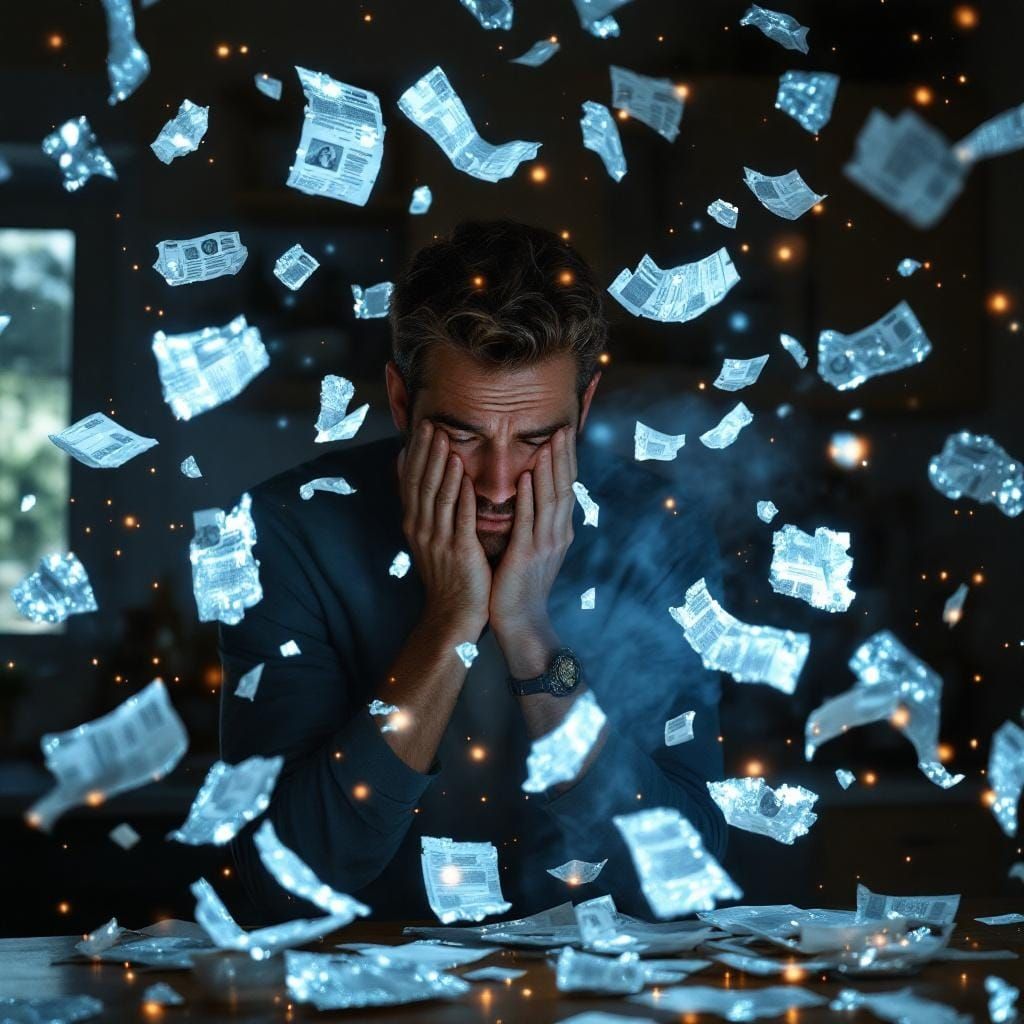 Overwhelmed Caregiver in Crystalline Cinematic Style