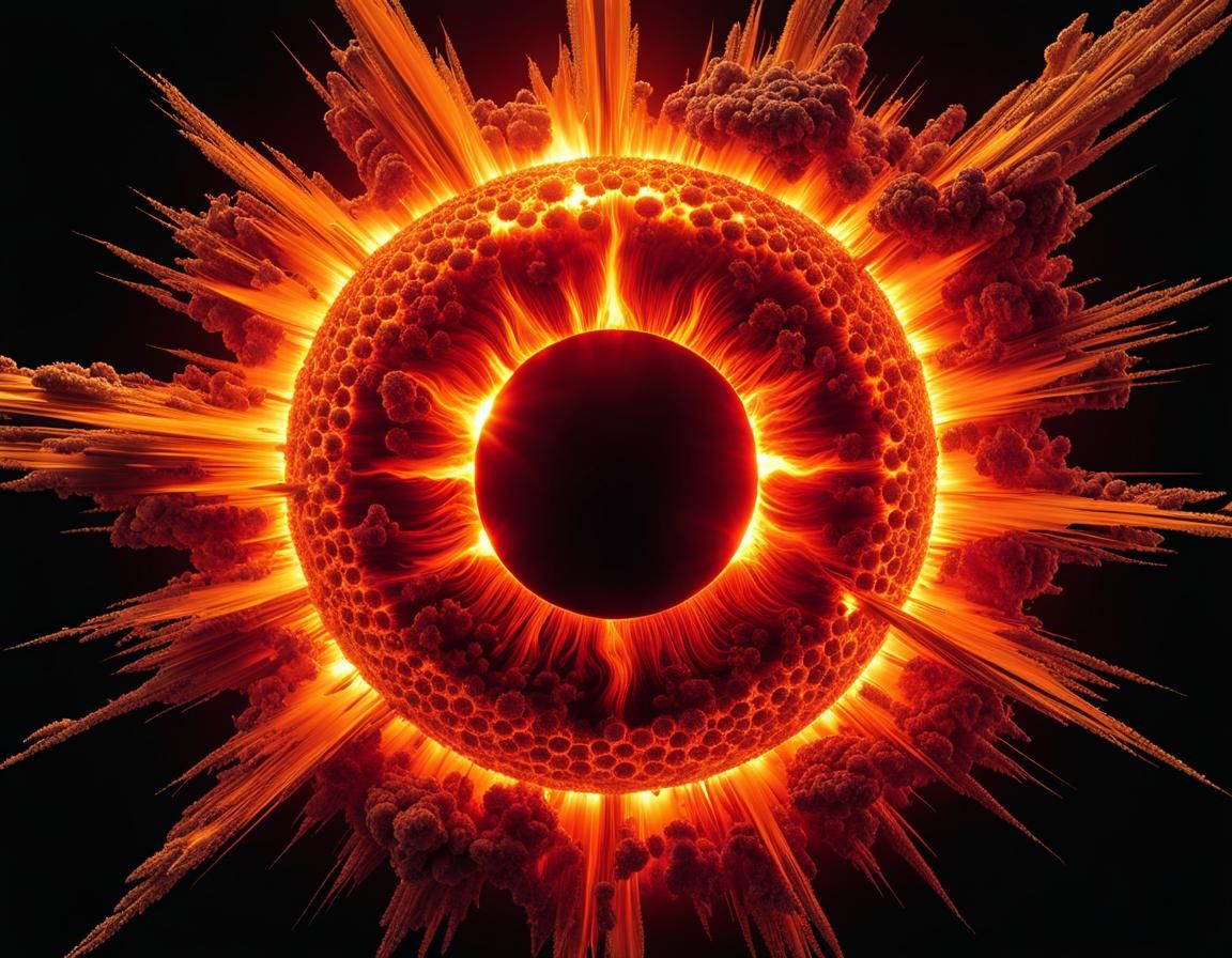 Exploding Sun in Hyperrealistic Style