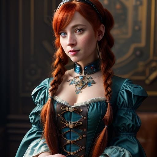 Steampunk Redhead Princess Portrait in 8K