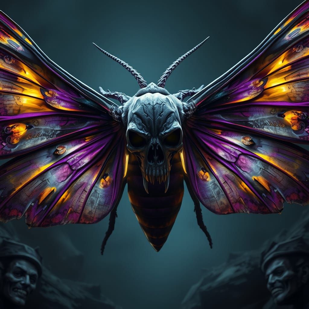 Giant Skull Moth in Dark Fantasy Comic Art