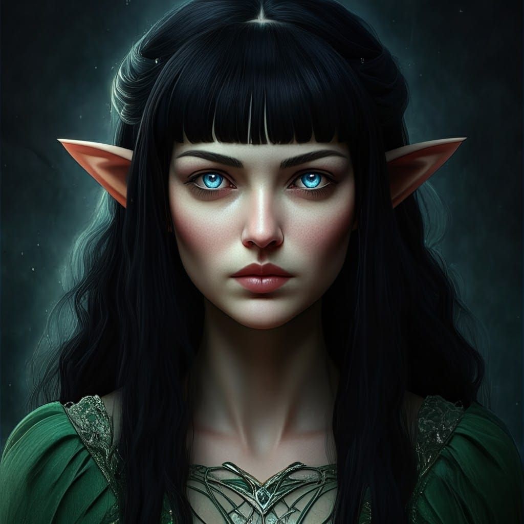 Elven Woman Portrait in High-Fantasy Style