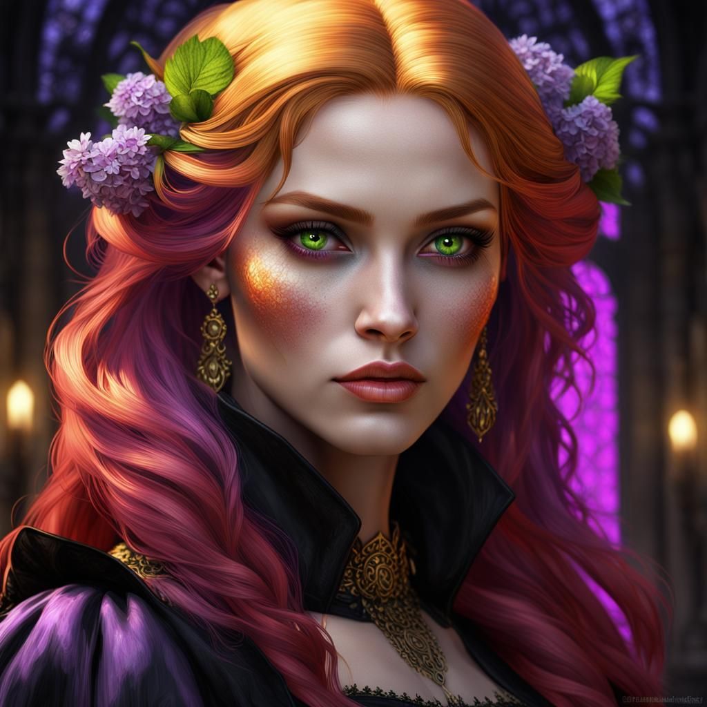 Gothic Portrait of a Young Woman in Dark Fantasy Style