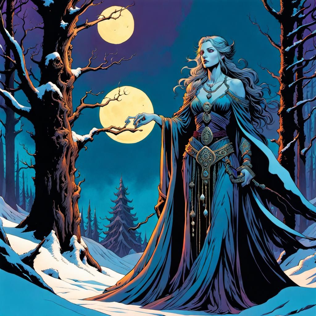 Marzanna in Baba Yaga Setting: Digital Watercolor