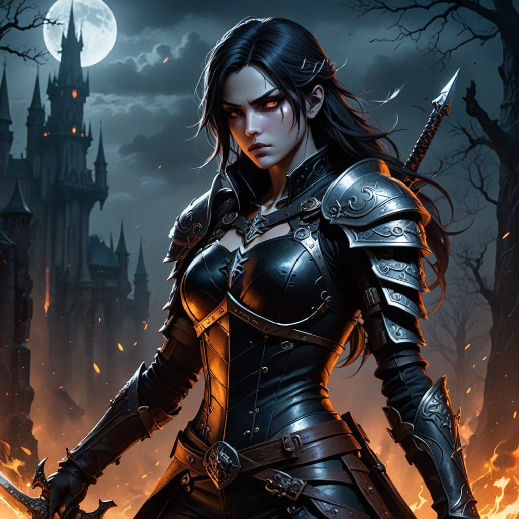 Ethereal Gothic Warrior Unveiled in Smoldering Ember Eyes