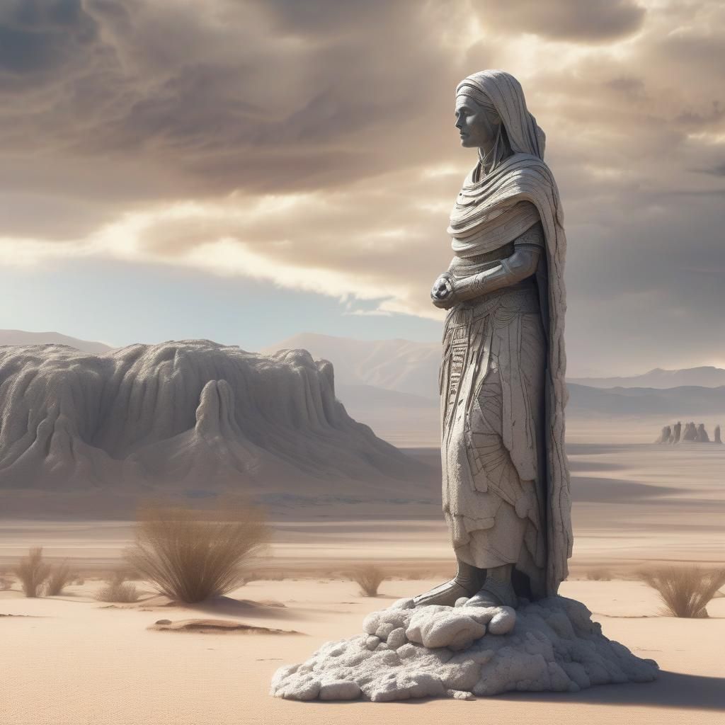 Desert Salt Statue: Ancient Woman in Matte Painting