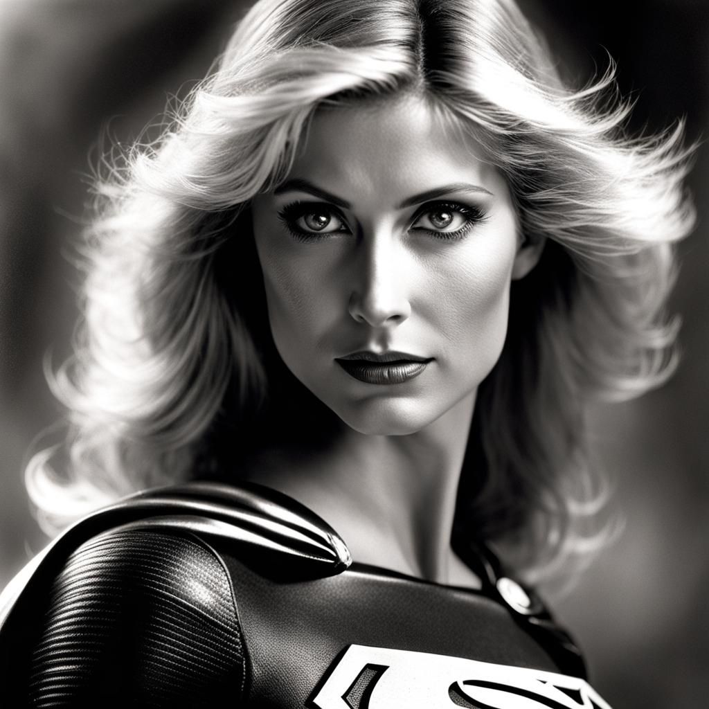 Helen Slater as Supergirl: Vintage Monochrome Portrait
