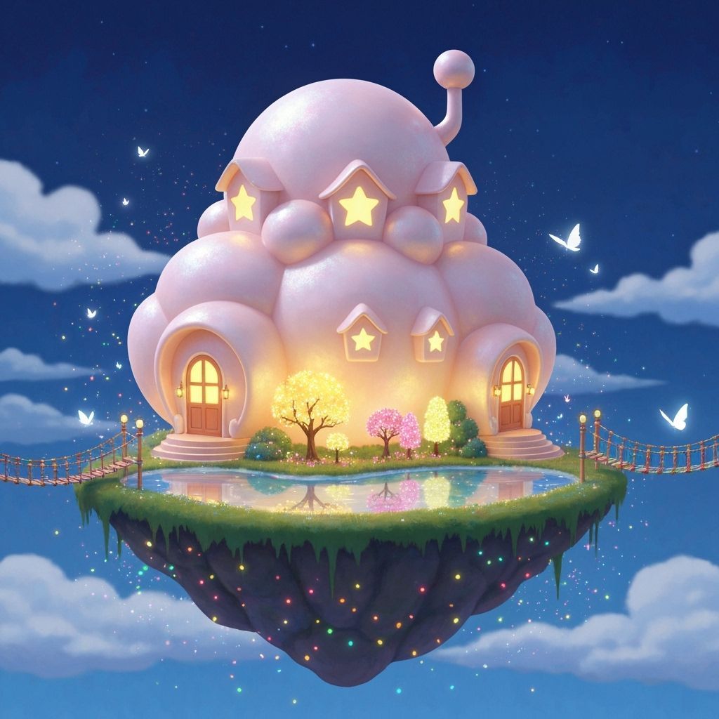 Dreamy Pearl Cloud House Floating in Sky