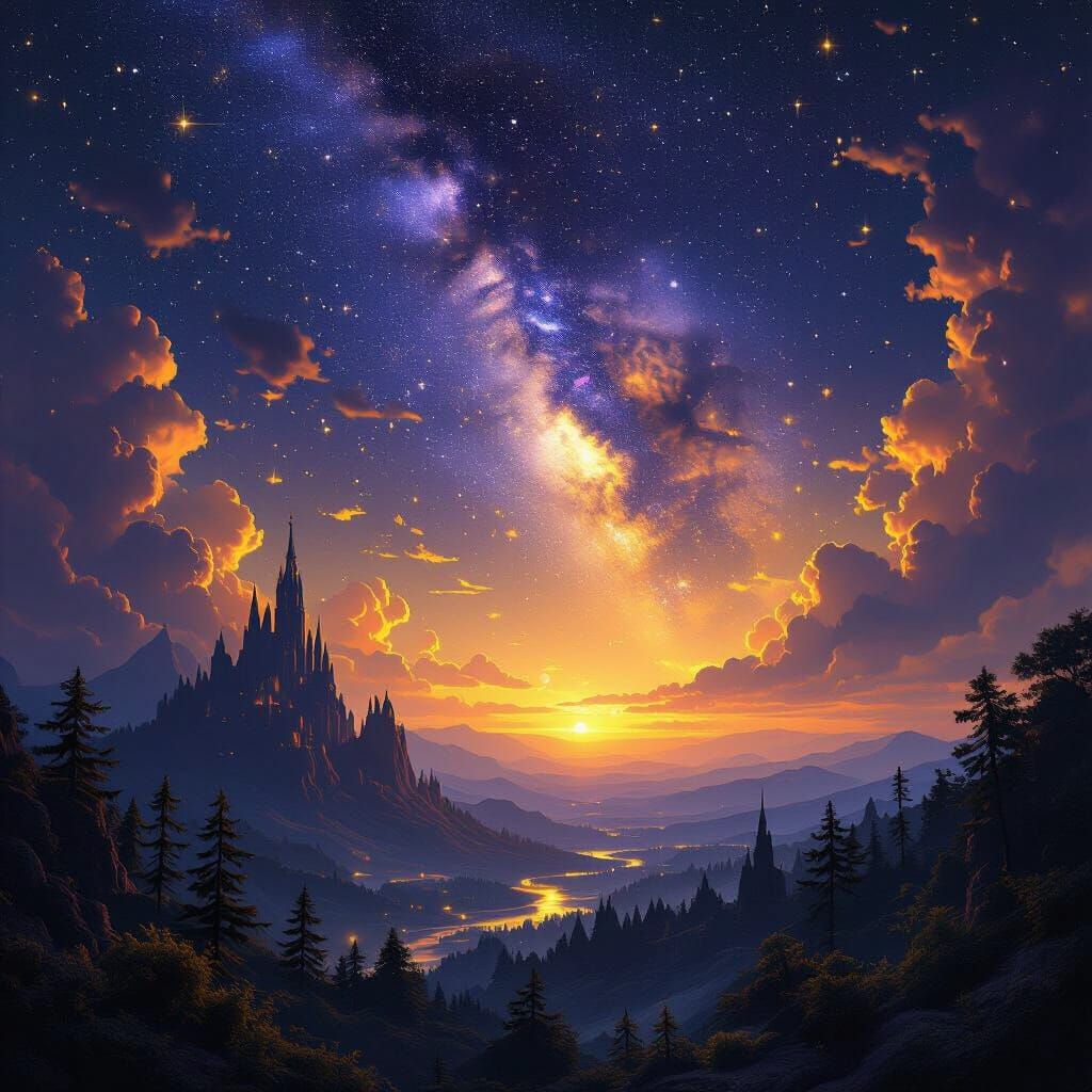 Dark Fantasy Starry Night Concept Art