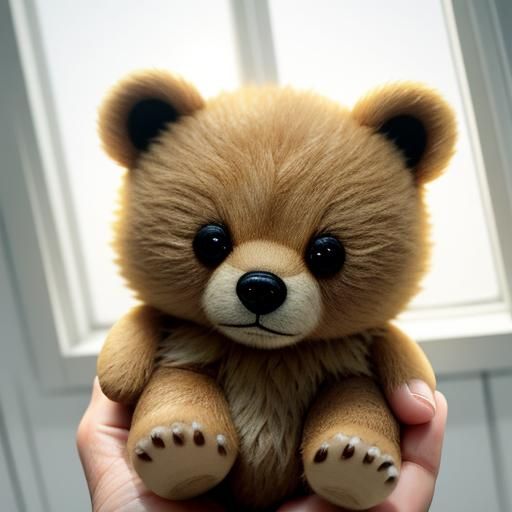 Tiny Bear Held in Hand: Macro Photography