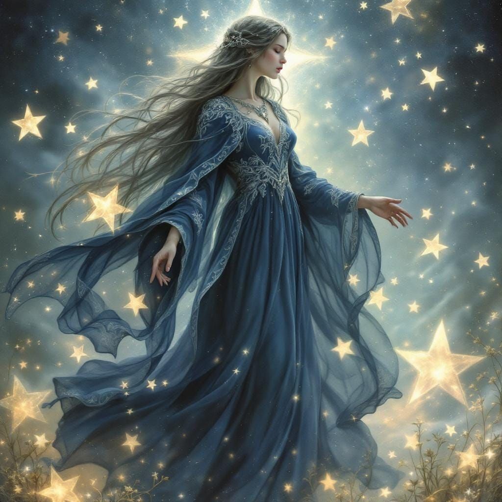 Celestial Guardian Laylah Portrait in Art Nouveau Style