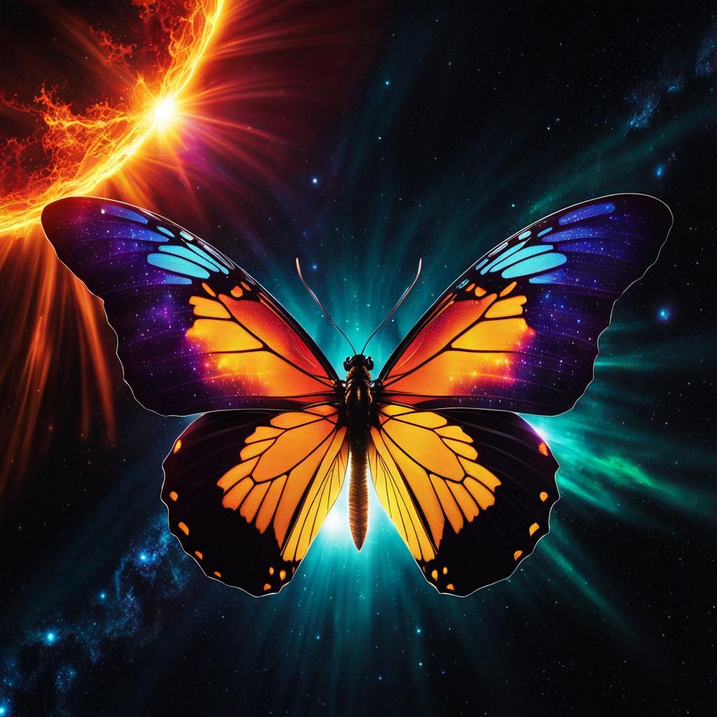 Dark Academia Butterfly with Solar Flare