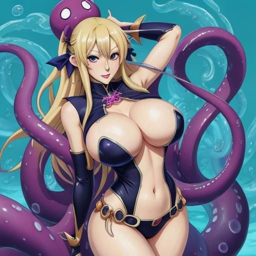 Anime Style Woman in Tentacle Trouble