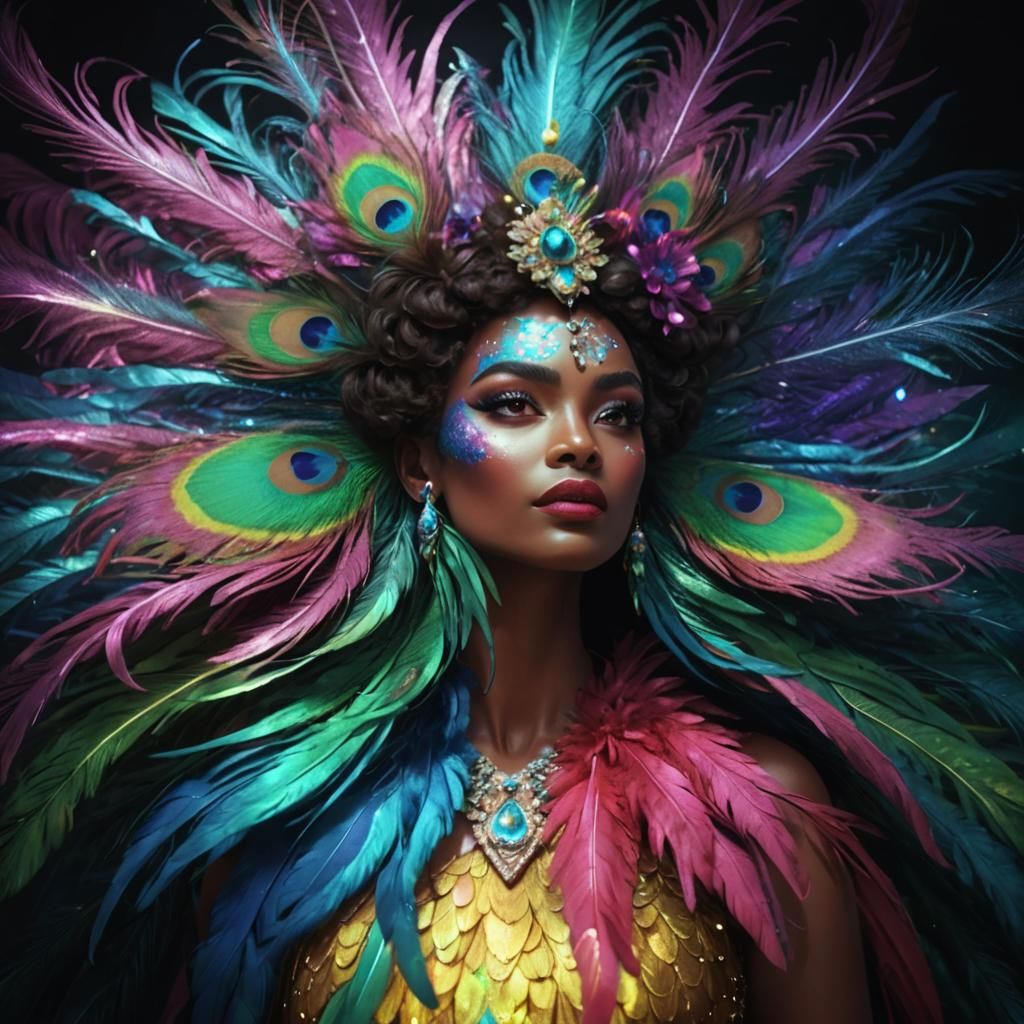 Peacock Woman Concept Art in Disney 3D Style