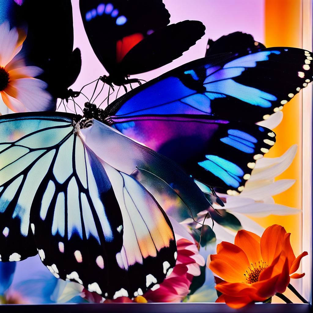 Floral and Butterfly Wing Still Life Photogram
