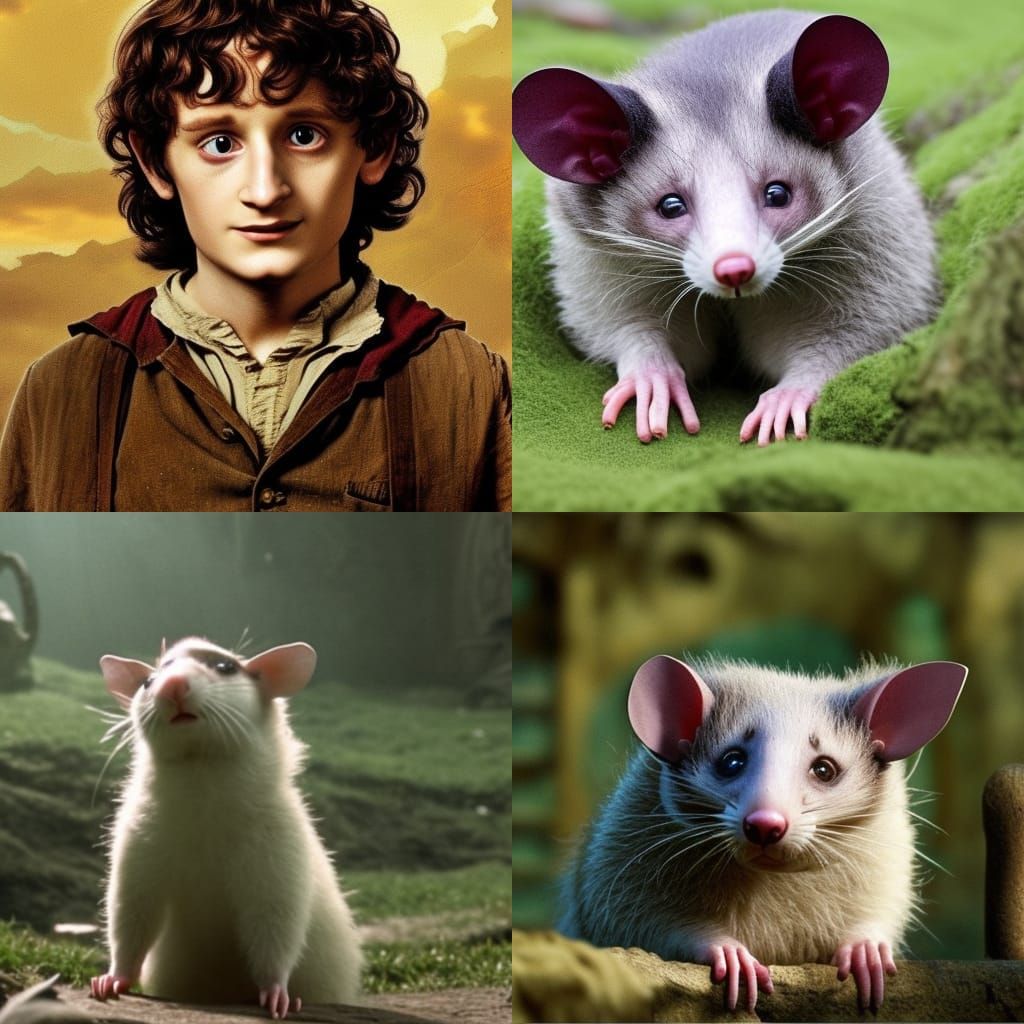 Frodo Baggins as a Possum: AI Reimagining