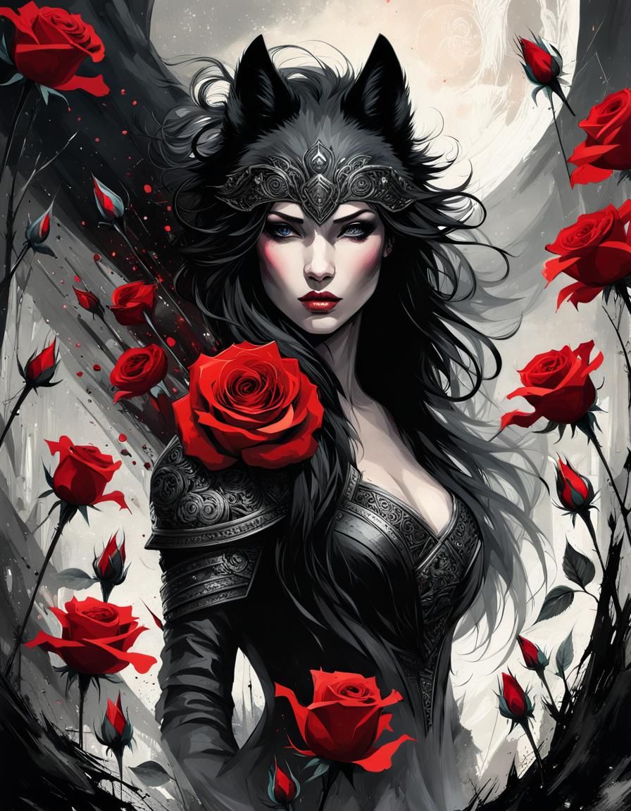 Dire Wolf Portrait in Dramatic Graphic Style