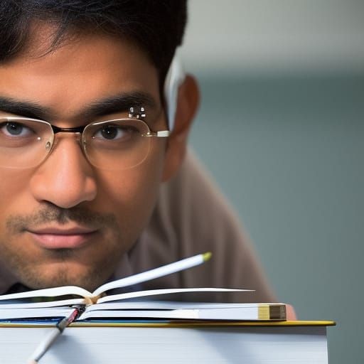 Humorous Caricature Portrait of Focused University Student