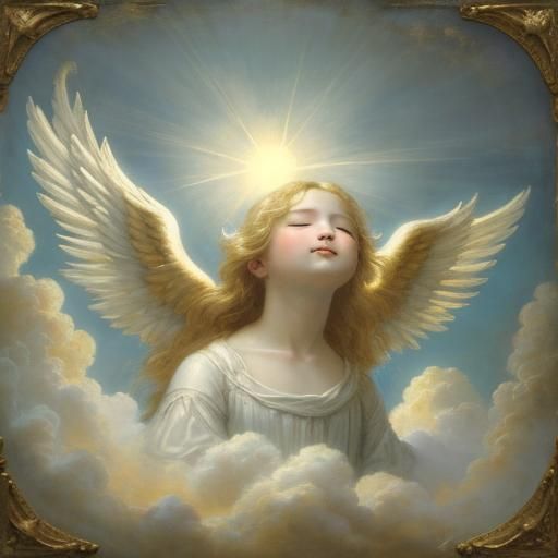 Baroque Painting of a Smiling Baby Angel