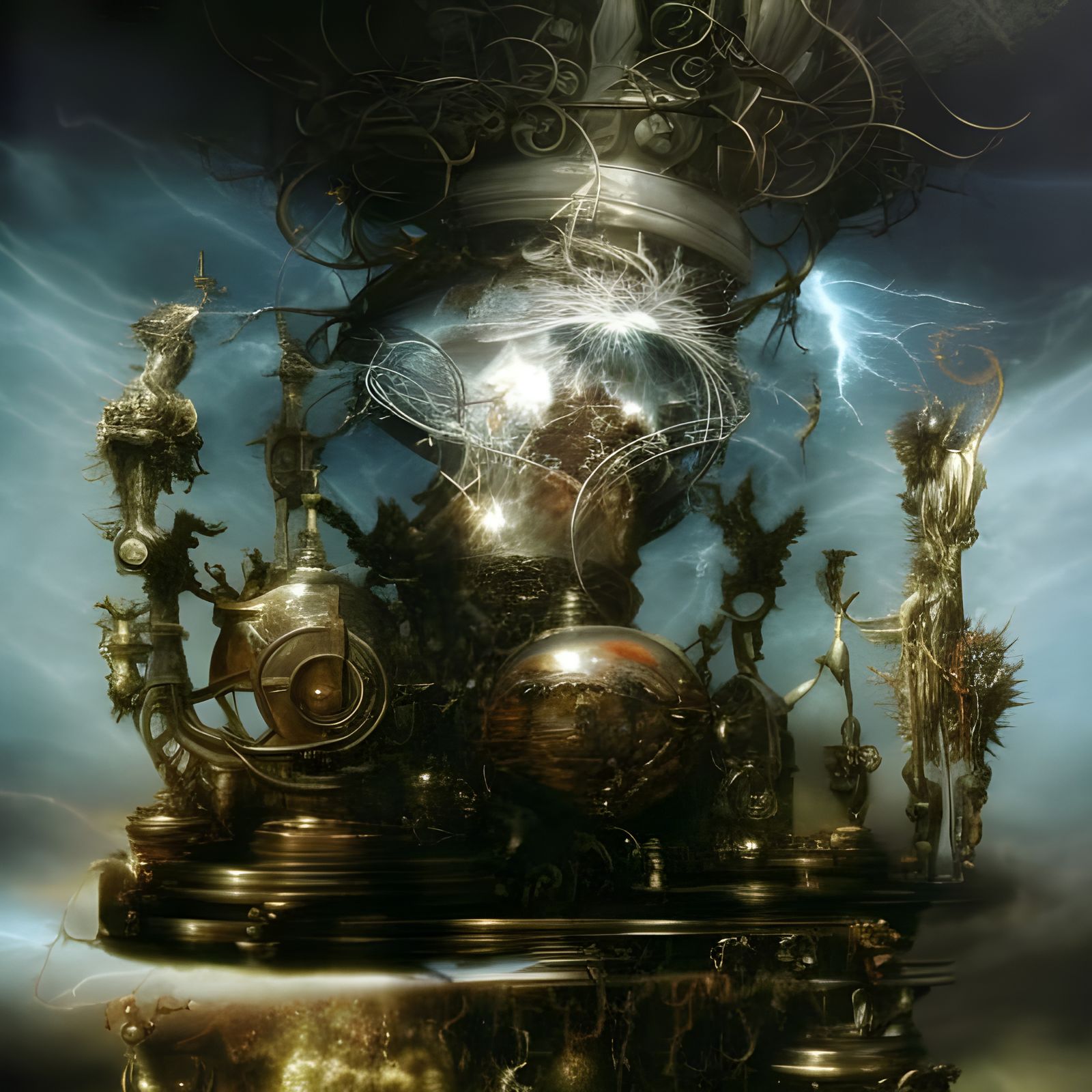 Surreal Laboratory Explosion with God Rays in 8k