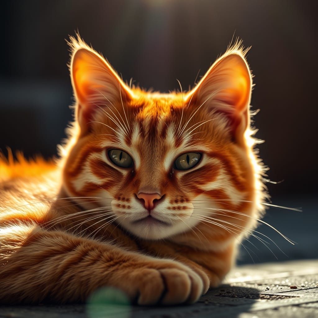 Vibrant Orange Cat Basks in Warm Sunlight