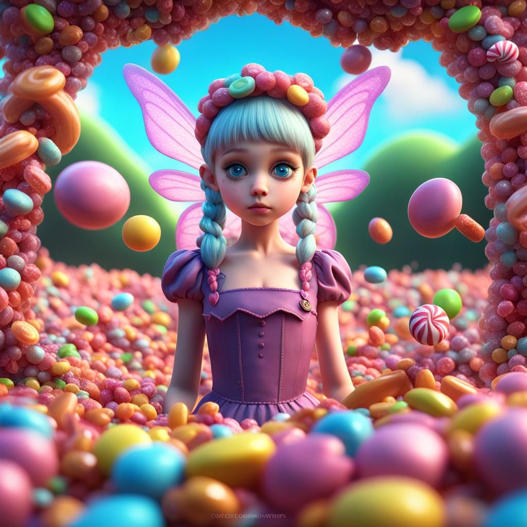 Candy Fairy in a Candy Field: Fantasy Art