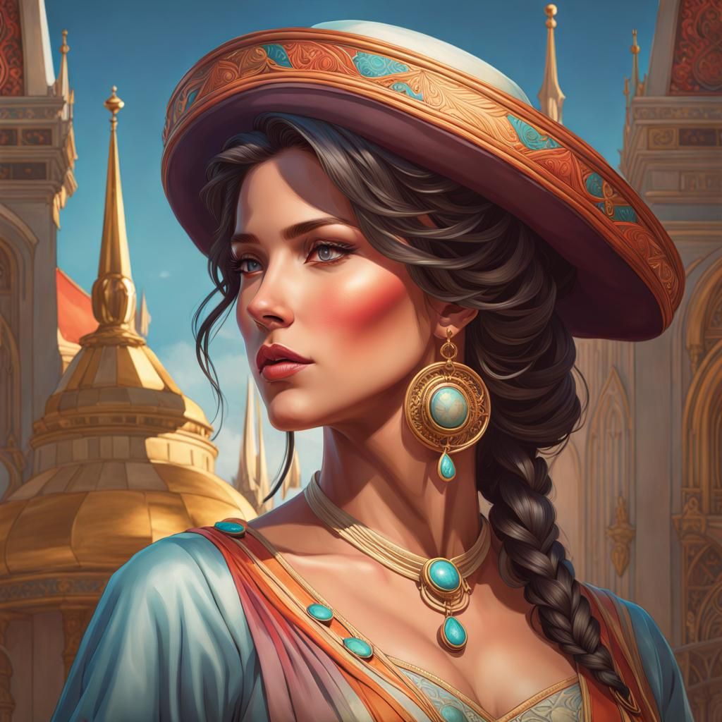 Beautiful Woman Portrait in Digital Art Style