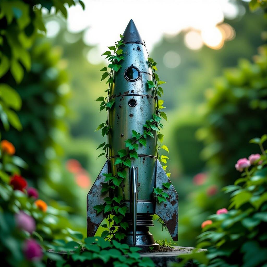 Botanical Rocket: Hyperrealistic Sculpture in Forgotten Gard...