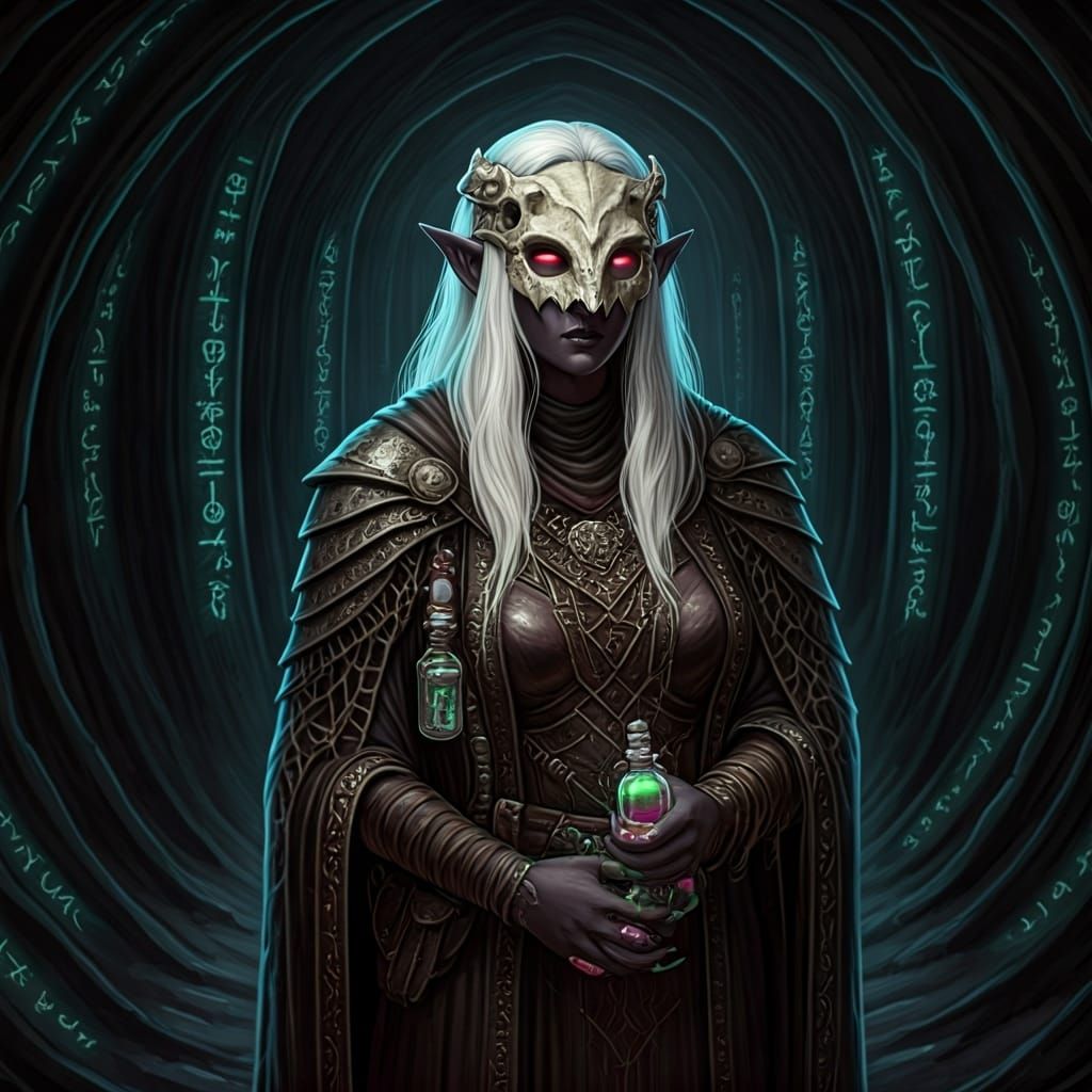 Drow Bandit in Underdark Passage, Dark Fantasy Art