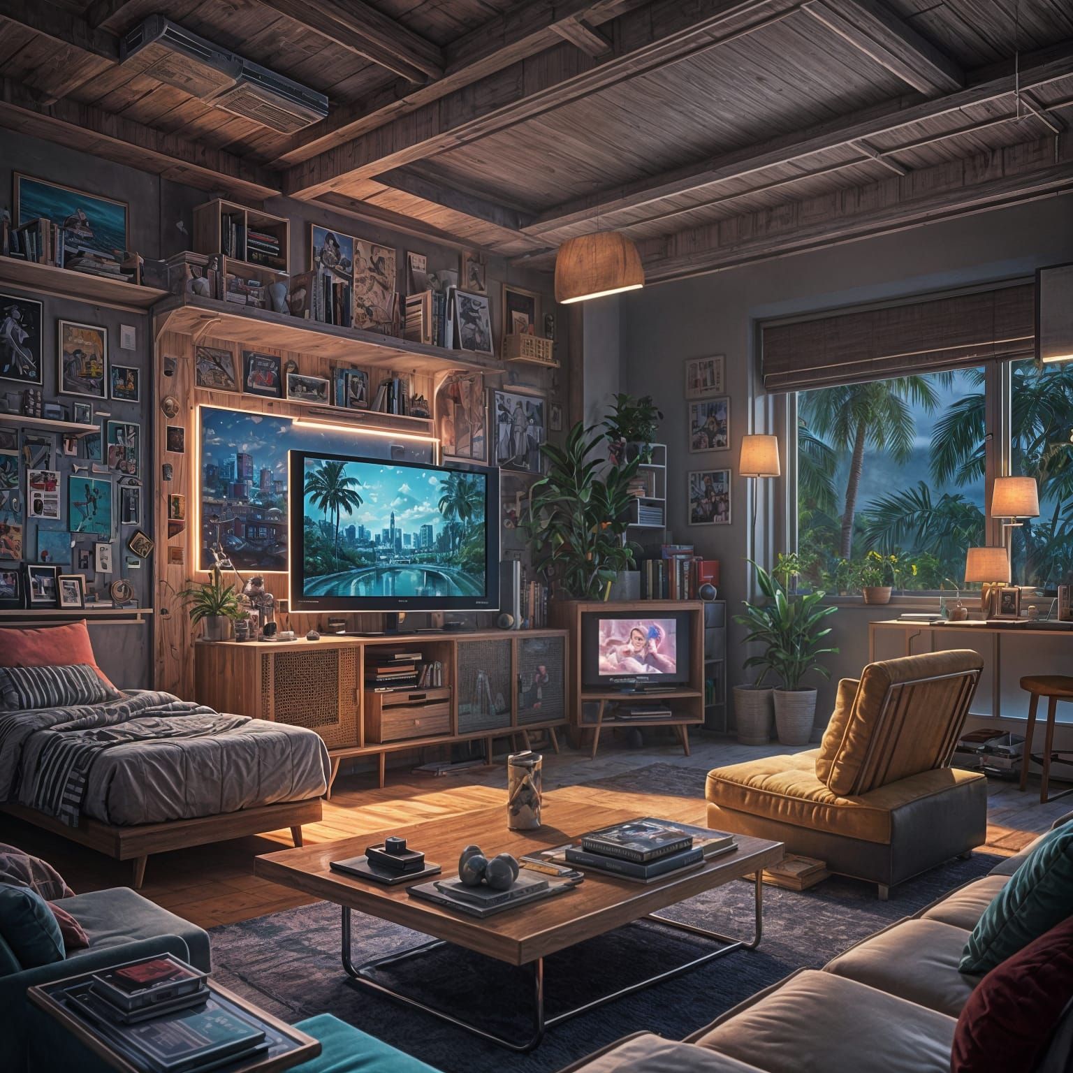 80s College Dorm Room in 3D Anime Style