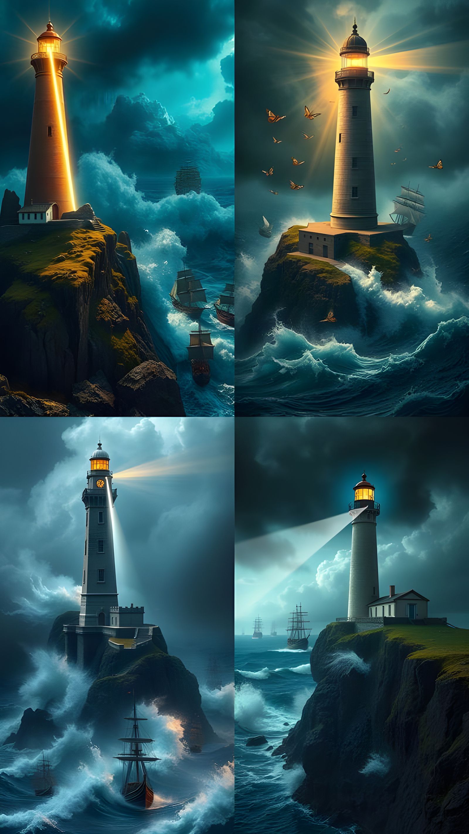 Lighthouse Battling Stormy Seas in Digital Painting