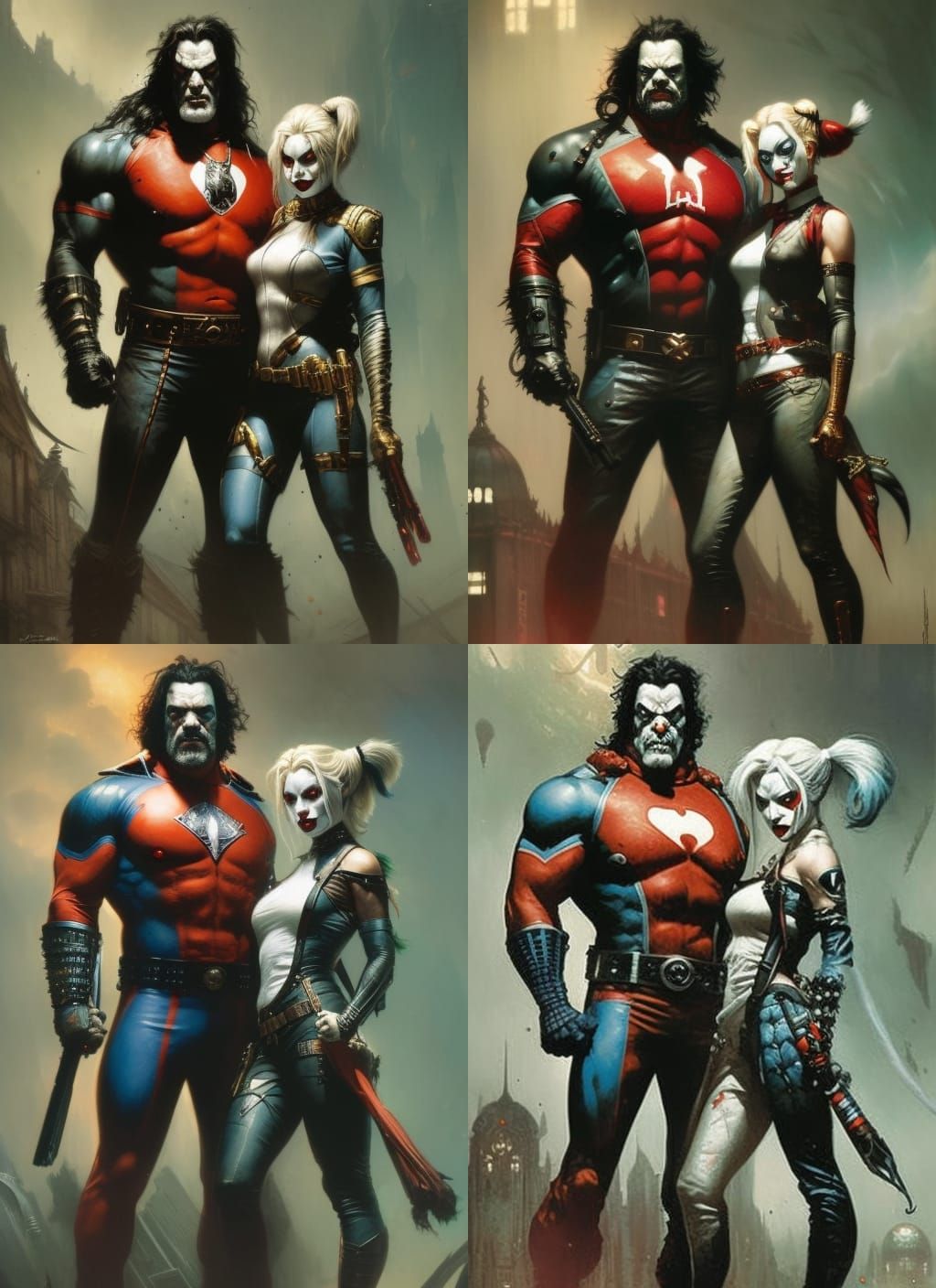 Harley Quinn and Lobo: Crayon Caricature Art